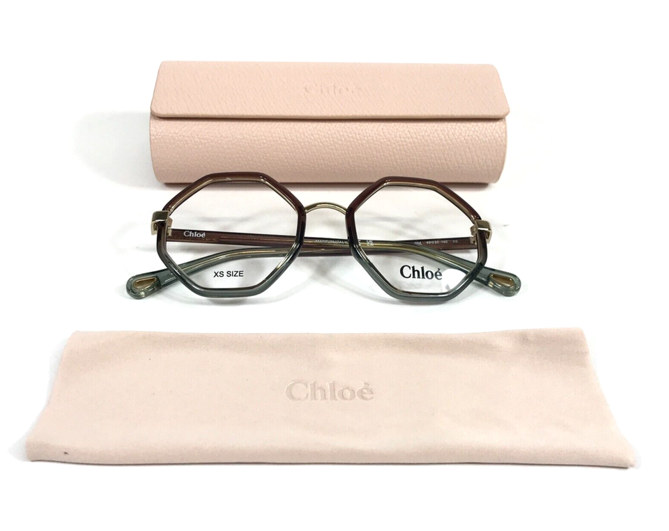 Chloe Eyeglasses Frames CH0132O 004 Transparent Brown Grey Octagonal 49-... - $197.99