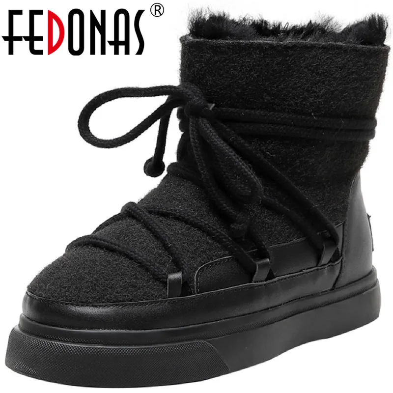 FEDONAS Sweet  Warm Boots 2024 est  Leather Flats Women Cross Tied Wedding Prom  - £302.88 GBP