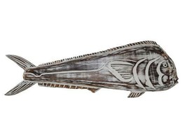 24&quot; Wooden Mahi Bull Dolphin Fish Nautical Wall Art Beach House Tiki Bar Décor - £23.02 GBP