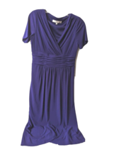 Evan Picone Dress Womens Size 6 Purple  Ruched Waist Side Zip Faux Wrap ... - £19.57 GBP