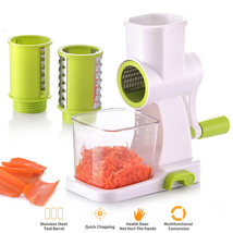 Rotary Cheese Grater - Manual Vegetable Slicer With 3 Cylinder &amp; Bowl - £27.23 GBP