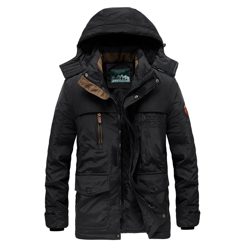  Winter Men Windproof Keep Warm Outdoor Casual Plus Velvet Jackets Mens Parker M - £337.73 GBP