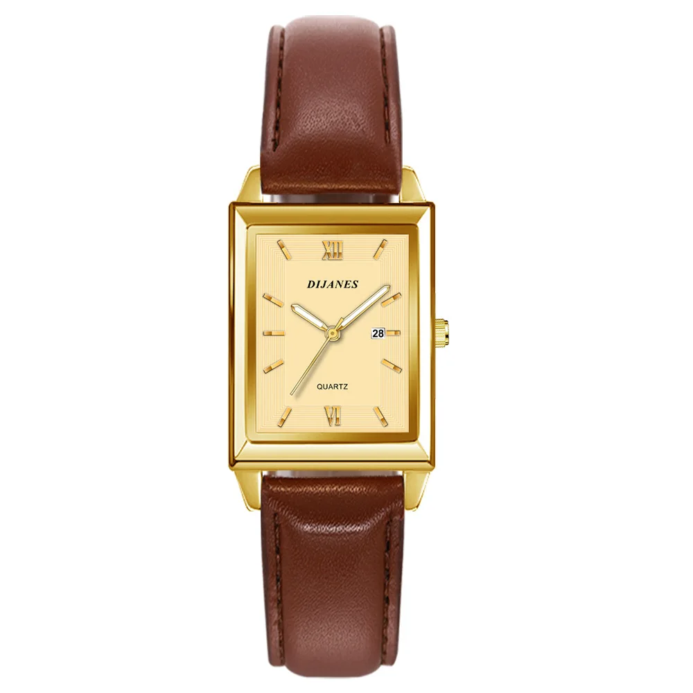 New Casual Leather Men&#39;s Watches Square Quartz Watch Korean Version of The Stude - £12.25 GBP