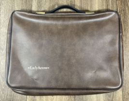 Lady Arrow Briefcase Satchel Leather Zippered - £19.65 GBP