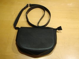 Madison West Black Leather Adjustable Strap Crossbody Bag Flap Top Snap ... - £26.17 GBP