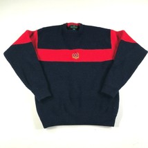 Vintage Abercrombie &amp; Fitch Wool Sweater Mens Large Blue Red Striped Crest - £66.21 GBP