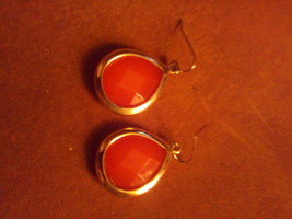 Gold and Orange Dangle Earrings - $7.00
