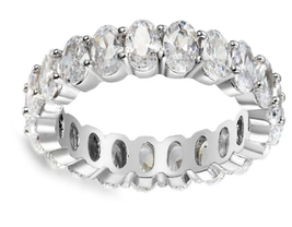 ADIRFINE 925 Sterling Silver 5mm Oval Cut Cubic Zirconia Eternity Ring - £50.15 GBP