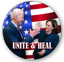 QTY 1 JOE BIDEN &amp; KAMALA HARRIS UNITE AND HEAL 3&quot; PIN BACK BUTTON US PRE... - £4.72 GBP