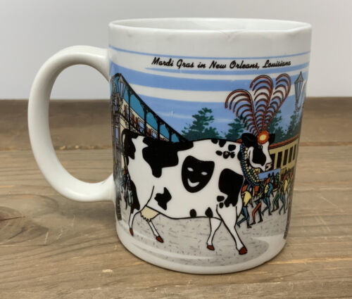 Vintage Mardi Gras Cow Mug Dairy Cows On Beach Scuba Diving Parody 2000 - $12.82