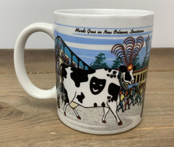 Vintage Mardi Gras Cow Mug Dairy Cows On Beach Scuba Diving Parody 2000 - $17.47 CAD