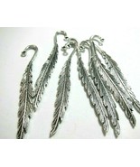 Lot of 10 Big Pewter Feather Focal Pendants 3inch Leadfree Silvertone US... - $11.50 CAD