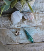 Teal Swarovski Crystal Pendulum with Hand Painted Pendulum End Cap - $550.03 MXN