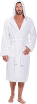 Small-Medium White Plush Robe Soft Fuzzy Hooded Bathrobes Long Comfy w/P... - $97.85