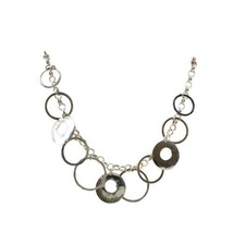 Vintage Sterling Silver Silpada Hammered Hoop Circles Multi Ring Disc Necklace - $108.90