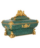 Antique Gilt Bronze Malachite Ormolu Velvet Casket by Monbro Fils Ainé 19th - £5,576.09 GBP