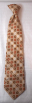 Mens Clip On Ties Pre-tied Floral Necktie JC Penny Brown Gold Tone 17 3/4&quot; - £6.31 GBP