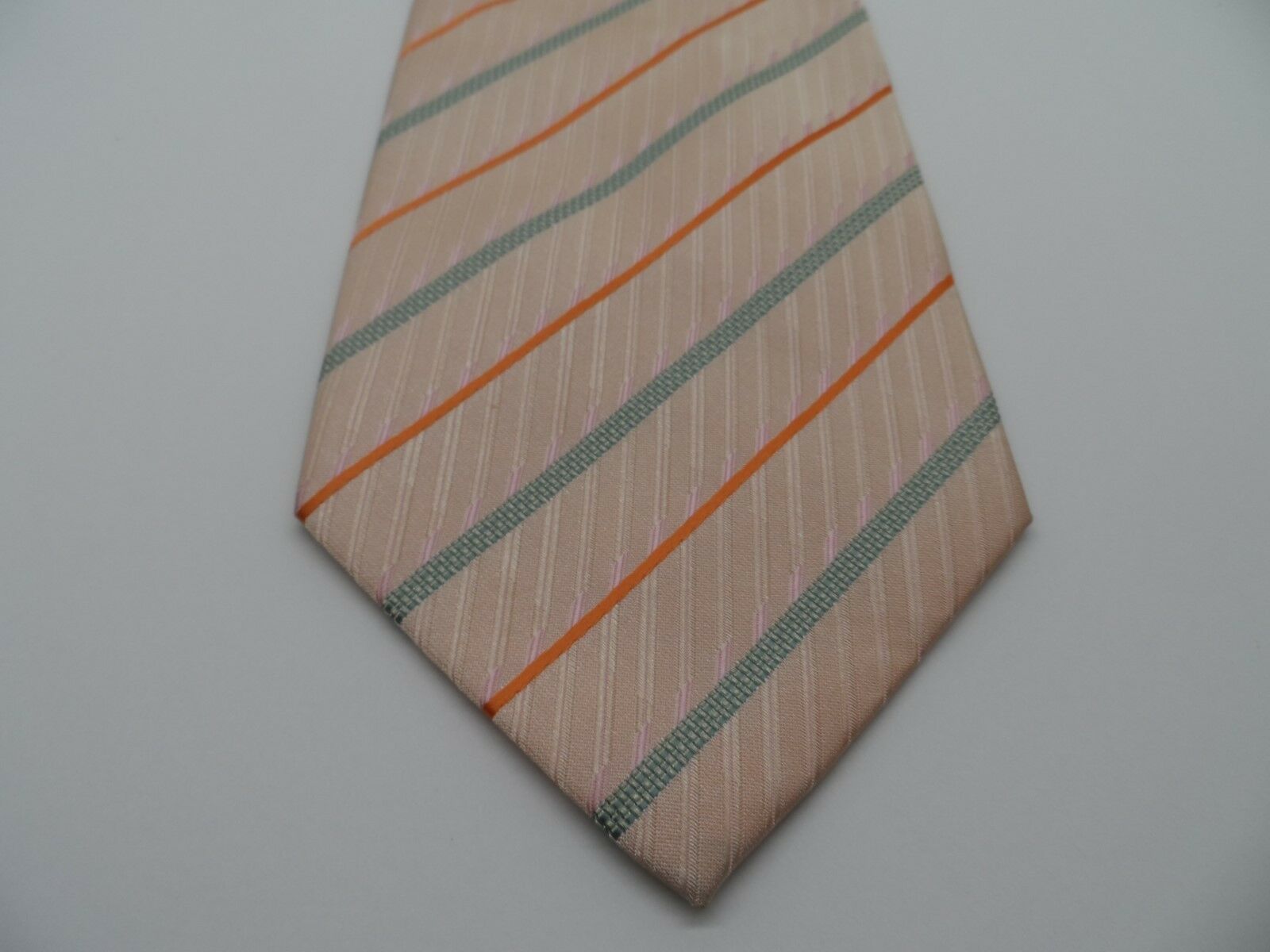Fratello Men&#39;s 100 % Polyester Neck Tie Pink Green Orange - $3.55