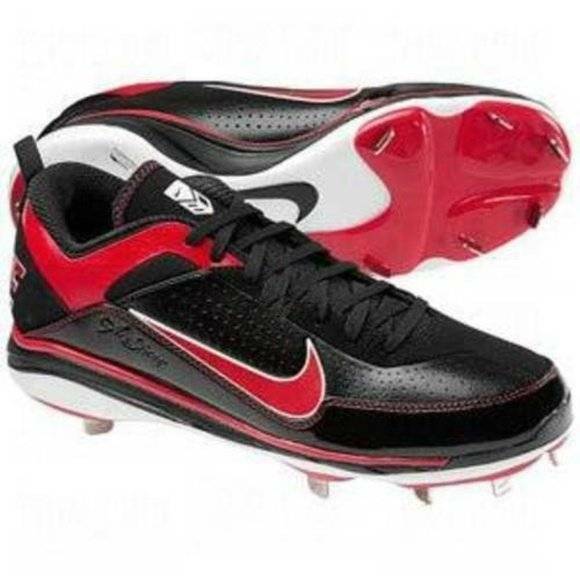 Mens Baseball Cleats Nike Air Show Elite Black Red Low Metal Shoes $80-sz 15