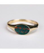 Natural Bloodstone Ring, Gold Bloodstone Ring Signet Ring Gold Ring, Uni... - £59.44 GBP