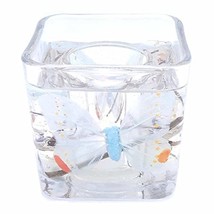 Flameless Baby Powder Blue Butterfly Forever Candle Glass Cube Design With Flick - £19.44 GBP