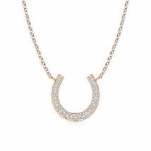 ANGARA Natural Diamond Horseshoe Pendant Necklace in 14K Gold | (HSI2, 0.08 Ctw) - £476.68 GBP