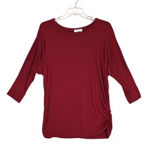 Zenana Women&#39;s 1X Burgundy Dolman Sleeve Top, Stretch Tunic Ruched Boho ... - $22.00