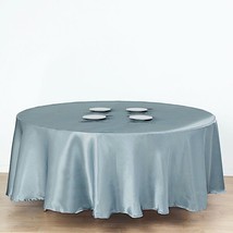 Dusty Blue 108&quot;&quot; Round Satin Tablecloth Wedding Home Kitchen Tabletop Linens Gif - £14.27 GBP