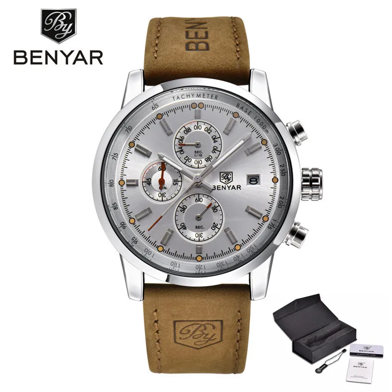 BENYAR   Mens    Watch Clock All Pointers Work Waterproof Business Watch BY-5102 - $144.66