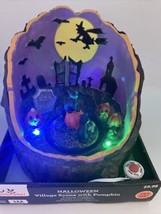 Celebrate Halloween Village Pumpkin Log Scene - Animated CAT Spooky Lights Sound - £17.80 GBP