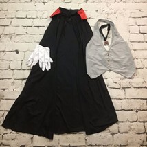 Vampire Costume Kids Sz M Cape Shirt-Front Necklace Gloves Halloween Dress-Up - £14.24 GBP