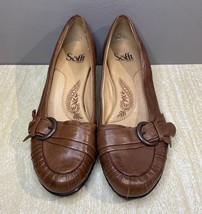 Sofft Kitten Heel Slip on Decorative Toe Buckle Brown Sz 7.5 M - $14.03