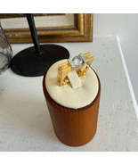 Unsigned Square Gold Silver Tone Rhinestone Solitaire Ring 8 - €15,44 EUR