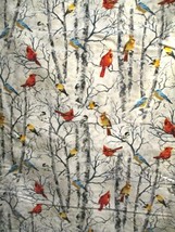 Fabric NEW Timeless Treasure &quot;Feathered Friends&quot; Cardinal Finches $5.50/half yd - £4.38 GBP