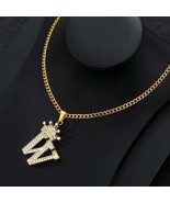 Zircon Crown Letter Pendant Necklace For Women Men - W - £15.70 GBP