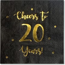 Cheers to 20 Years Cocktail Napkins 50PK 3-Ply 20Th Birthday, Anniversar... - £9.46 GBP