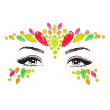 Neon Face Jewels Face Gems Sticker Halloween Makeup Face Tattoos Rainbow... - £21.66 GBP