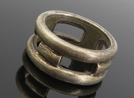 925 Sterling Silver - Vintage Dark Tone Stacked Design Band Ring Sz 8.5 - RG8655 - £38.10 GBP