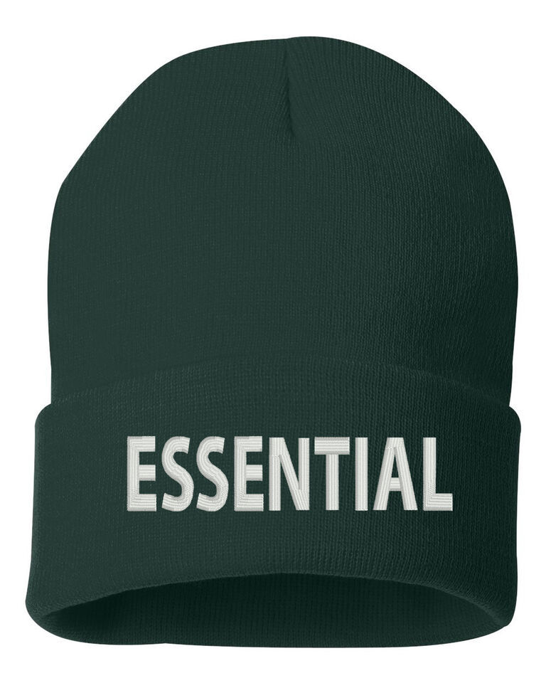 ESSENTIAL Embroidered Cuffed Beanie Hat, Embroidered Gift, Winter Hat - $15.99