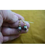 (ee614-80) 9x12 mm Dark Green pink flower CLOISONNE bead oval dangle EAR... - €16,38 EUR