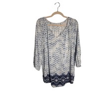 Sonoma Plus Size 1X Blue Geometric Print Peasant Blouse Coastal Beach Re... - $14.99