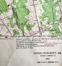 Map Dover Foxcroft Maine 1932 Topographic Geo Survey 1:62500 21 x 17&quot; TOPO1 - £35.96 GBP