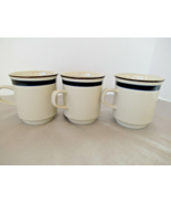 NewCor Stoneware Japan mugs Prestige set of 3 natural cobalt brown coffe... - $14.65