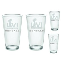 SET - Bengals Super Bowl 56 - 2022 Custom Pint Beer Glasses Etched Tumblers - £33.84 GBP+