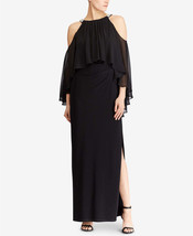 Lauren Ralph Lauren Womens Beaded Cold Shoulder Gown Size 2 Color Black - £155.06 GBP
