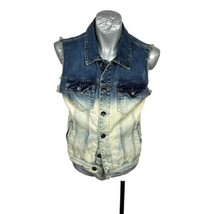 Forever 21 Men Vest Size S Los Angeles Blue Denim 100% Cotton Blue Bleached - £20.39 GBP