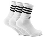 adidas 3-Stripe Crew Socks 3 Pairs White Tennis Running Squash Soccer NW... - $31.41