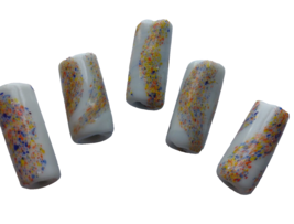 5 Vintage 1960&#39;s Large Splatter Ceramic Hippy Handmade Beads Jewelry Crafts Mod - $17.55