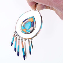 Large Southwestern sterling shell and stone inlay pendant - $150.73