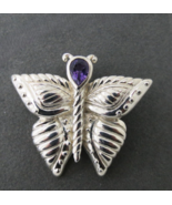 Judith Ripka Butterfly Brooch Pin Amethyst Stone Sterling Silver 15.97g ... - £46.88 GBP